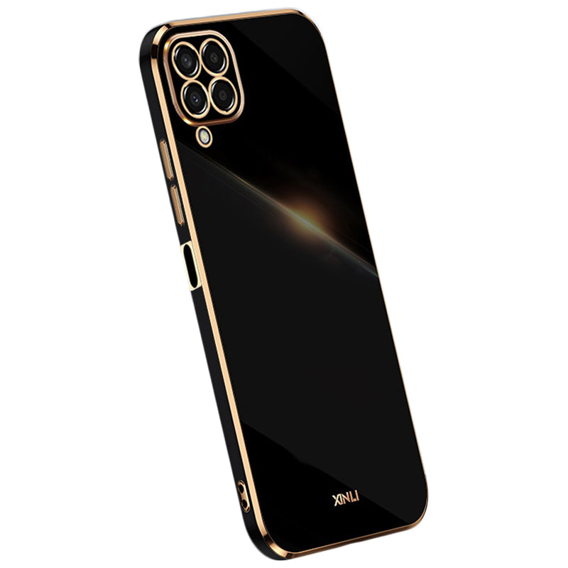 Pouzdro na telefon XINLI pro Samsung Galaxy M33 5G (globální verze) galvanické pokovování Golden Edge Back Protector TPU kryt Pouzdro na telefon XINLI pro Samsung Galaxy M33 5G (globální verze) galvanické pokovování Golden Edge Back Protector TPU kryt
